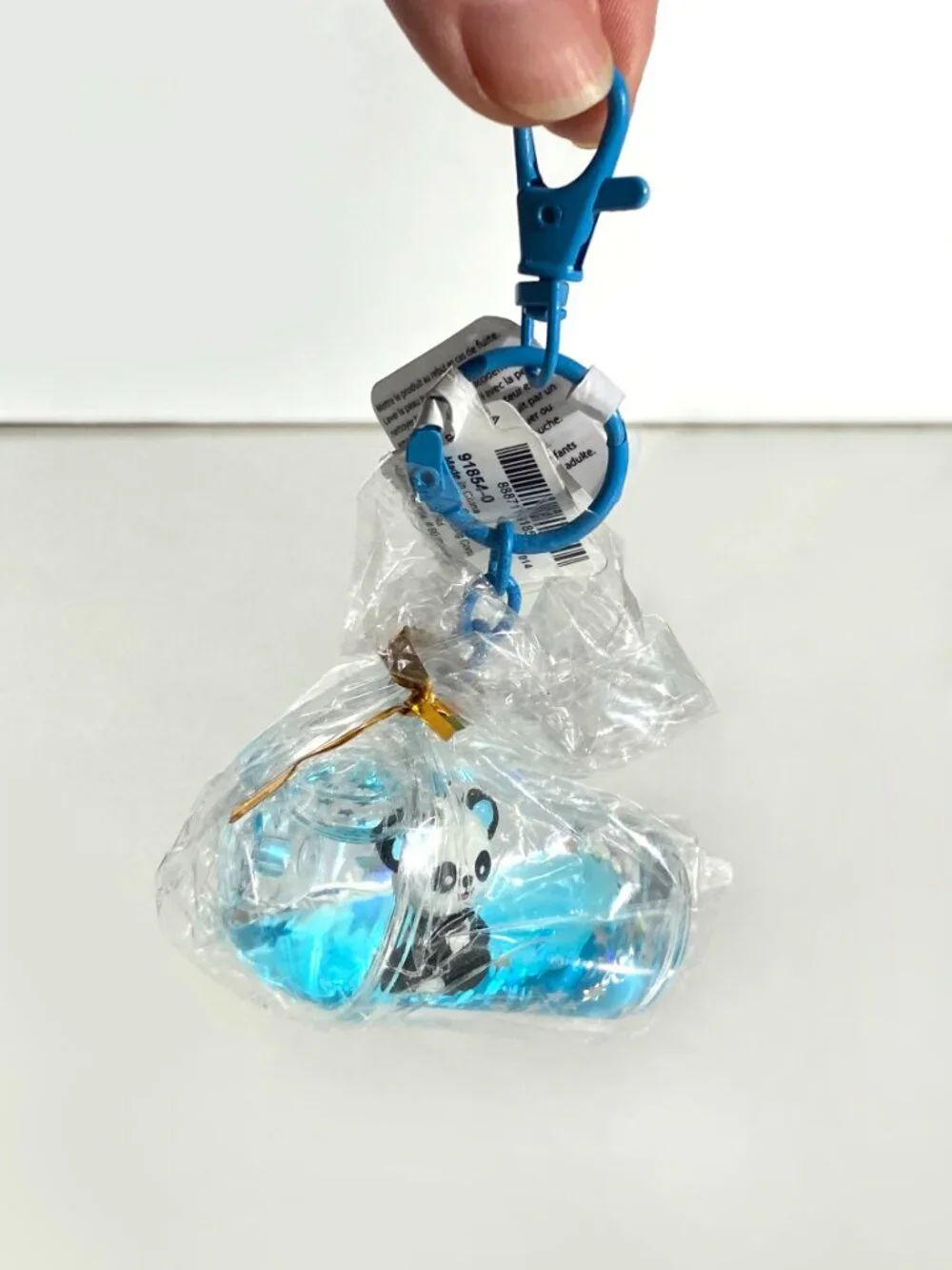 Claire's Gift Panda Tea Water Filled Glitter Keychain Scrunchie Hair Tie